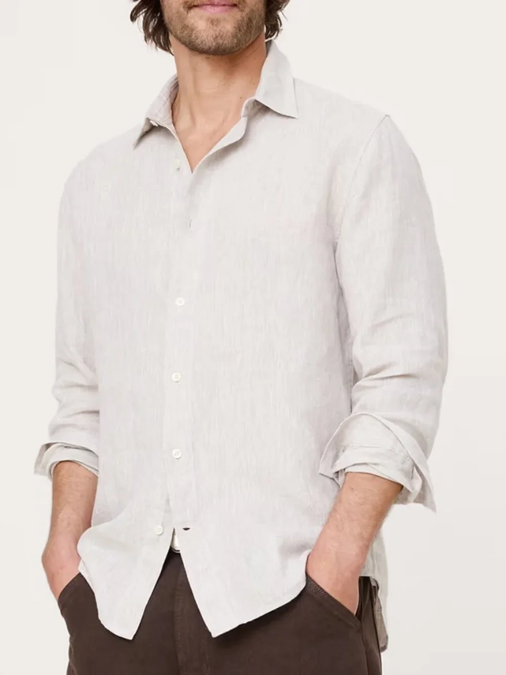 NWT!! Banana Republic Brown Slim-Fit 100% Euro Linen Shirt XL
